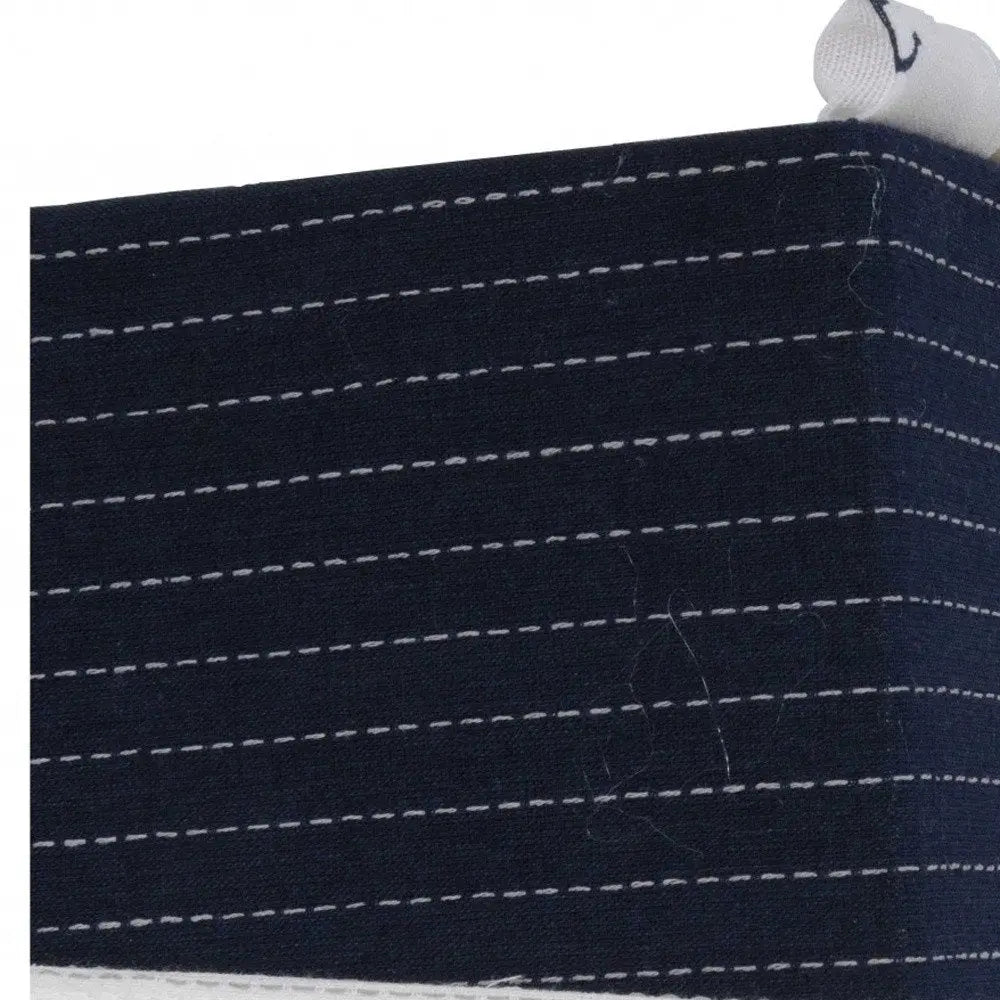 12" X 12.5" X 9.5" White Blue Foldable Fabric Basket Set Of 3 - NOBLE HOME INTERIORS