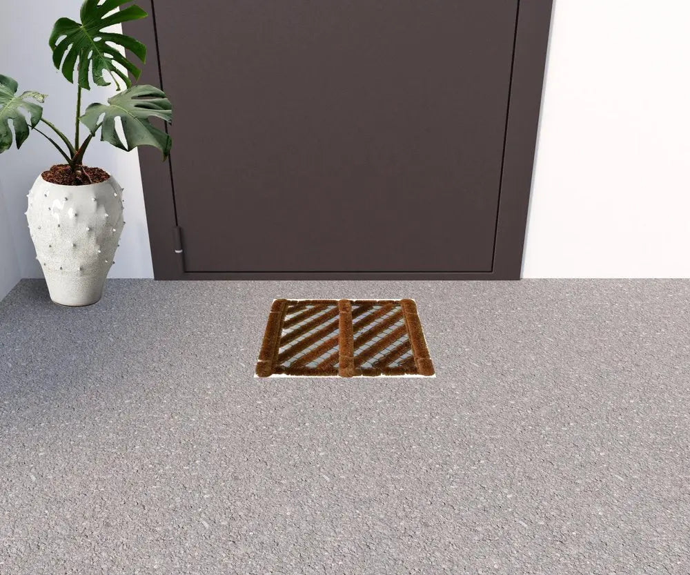 12" X 14" Brown Coir Geometric Outdoor Boot Scraper - NOBLE HOME INTERIORS