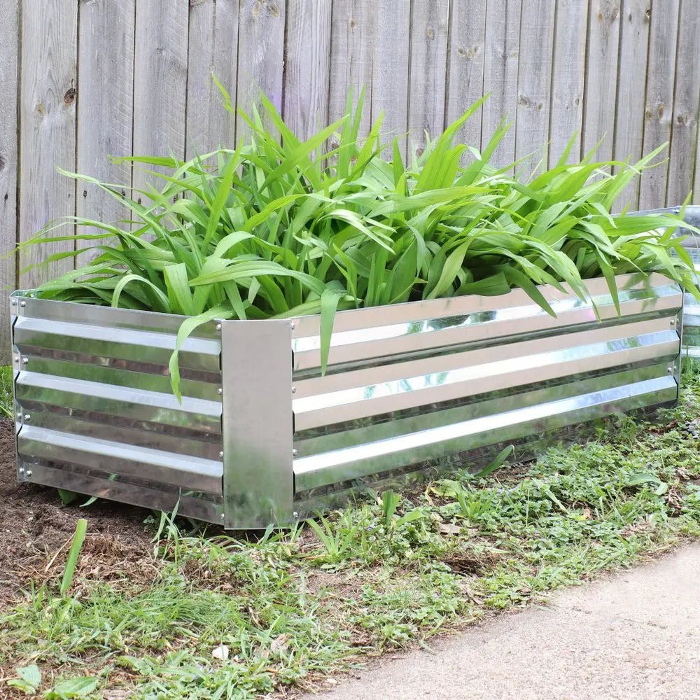 12" X 48" Silver Metal Rectangular Raised Garden Bed - NOBLE HOME INTERIORS