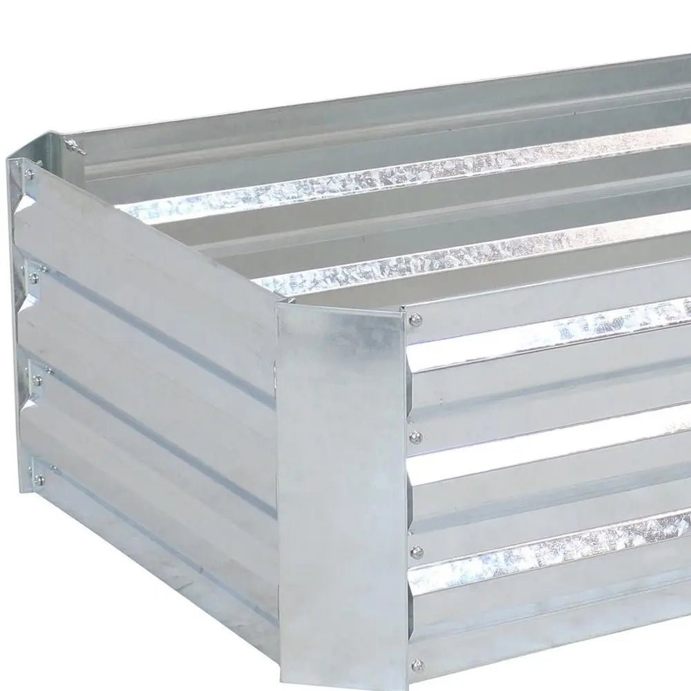 12" X 48" Silver Metal Rectangular Raised Garden Bed - NOBLE HOME INTERIORS