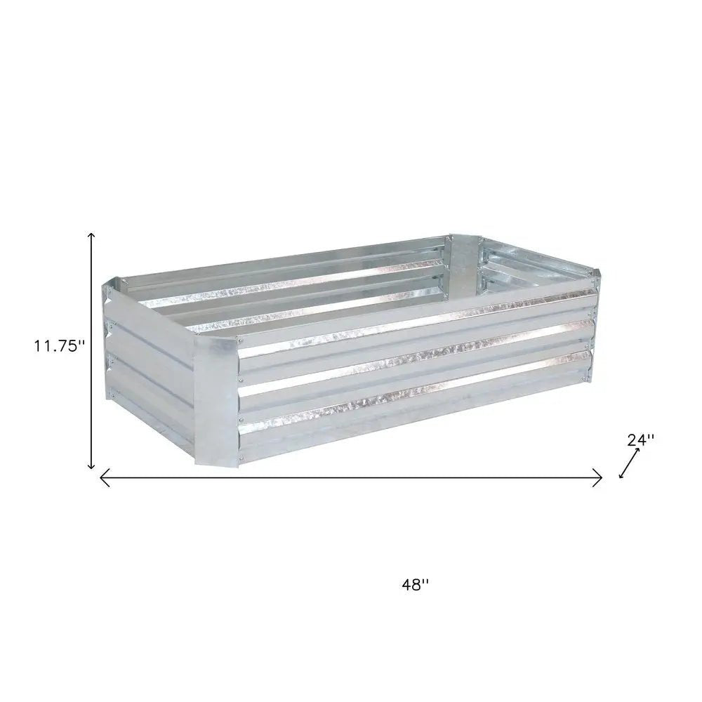 12" X 48" Silver Metal Rectangular Raised Garden Bed - NOBLE HOME INTERIORS