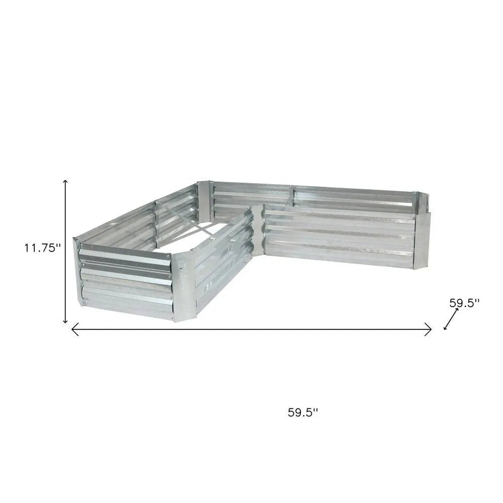 12" X 60" Silver Steel L Shape Raised Garden Bed - NOBLE HOME INTERIORS
