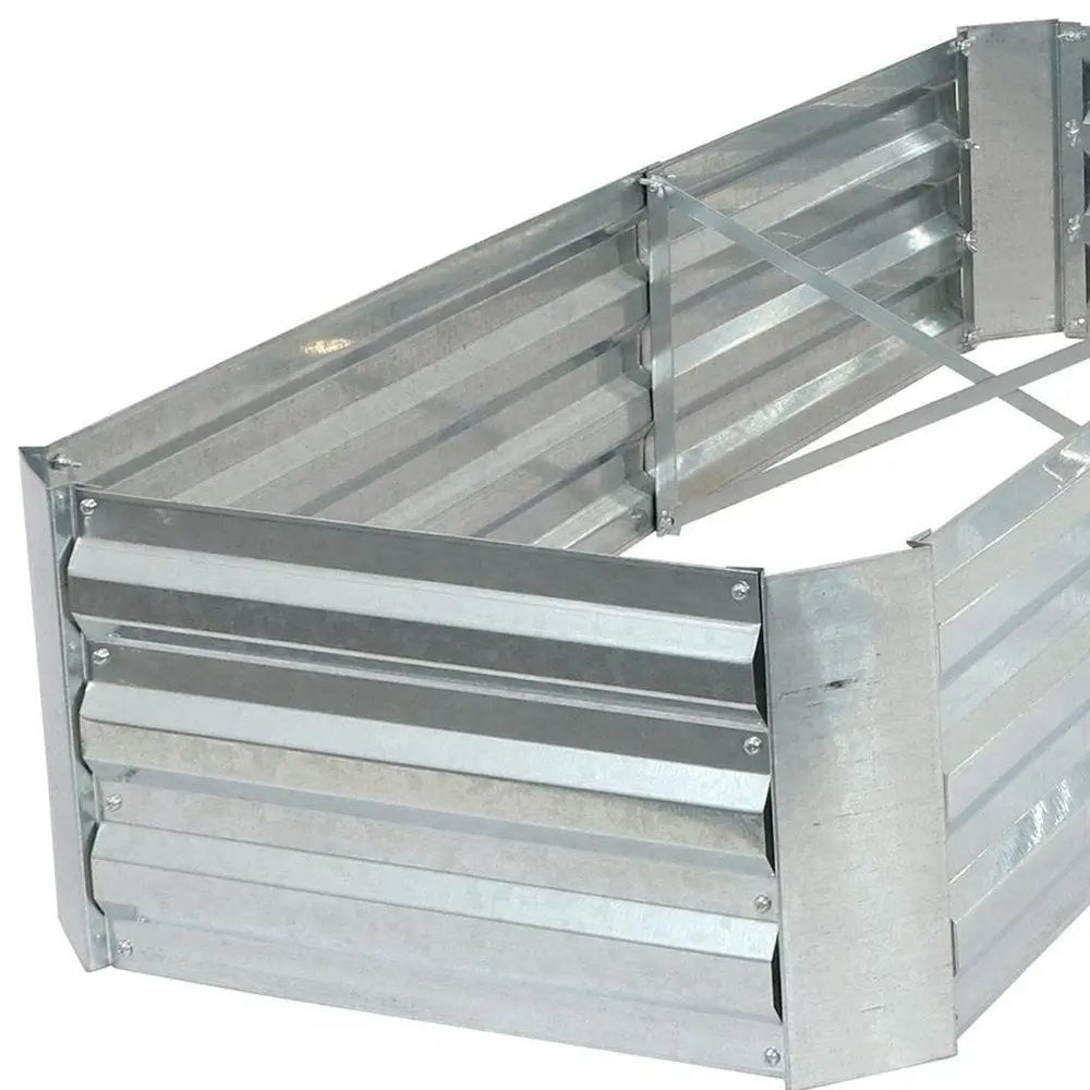12" X 60" Silver Steel L Shape Raised Garden Bed - NOBLE HOME INTERIORS