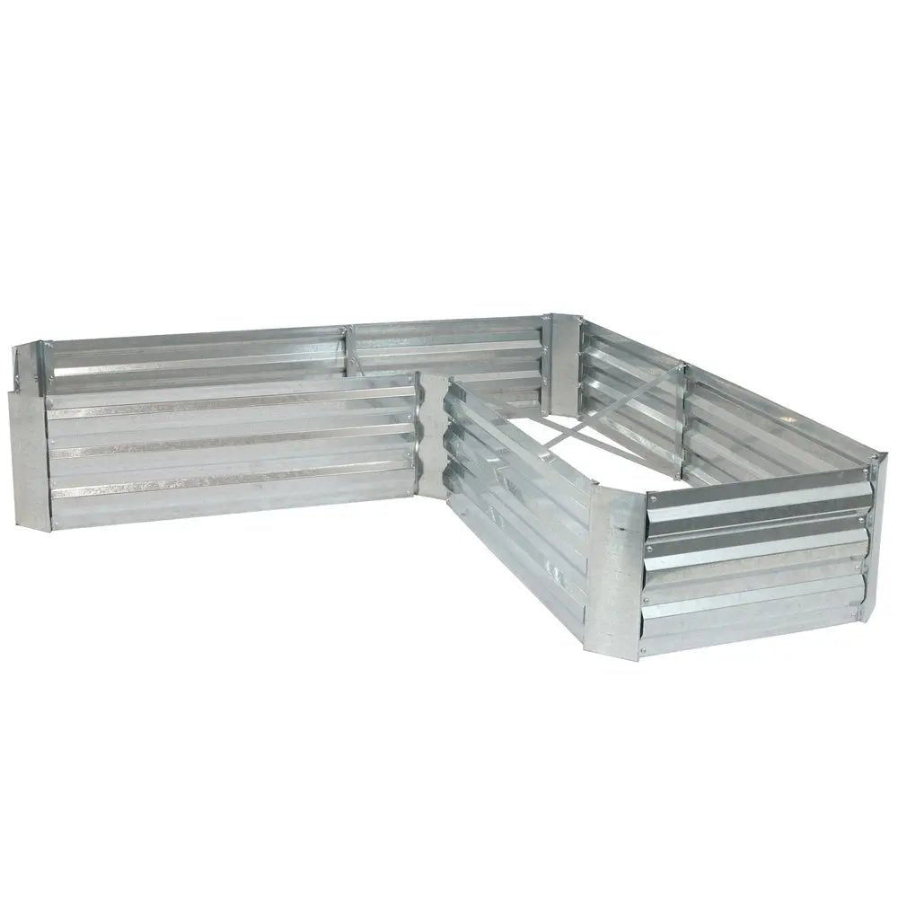 12" X 60" Silver Steel L Shape Raised Garden Bed - NOBLE HOME INTERIORS