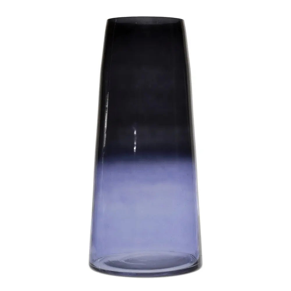 13" Blue Round Glass Table Vase - NOBLE HOME INTERIORS