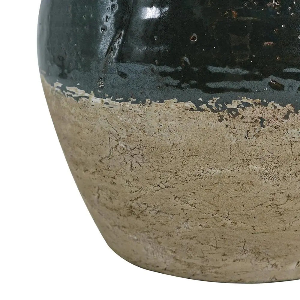 13" Dark Green Terracotta Round Jug Vase - NOBLE HOME INTERIORS