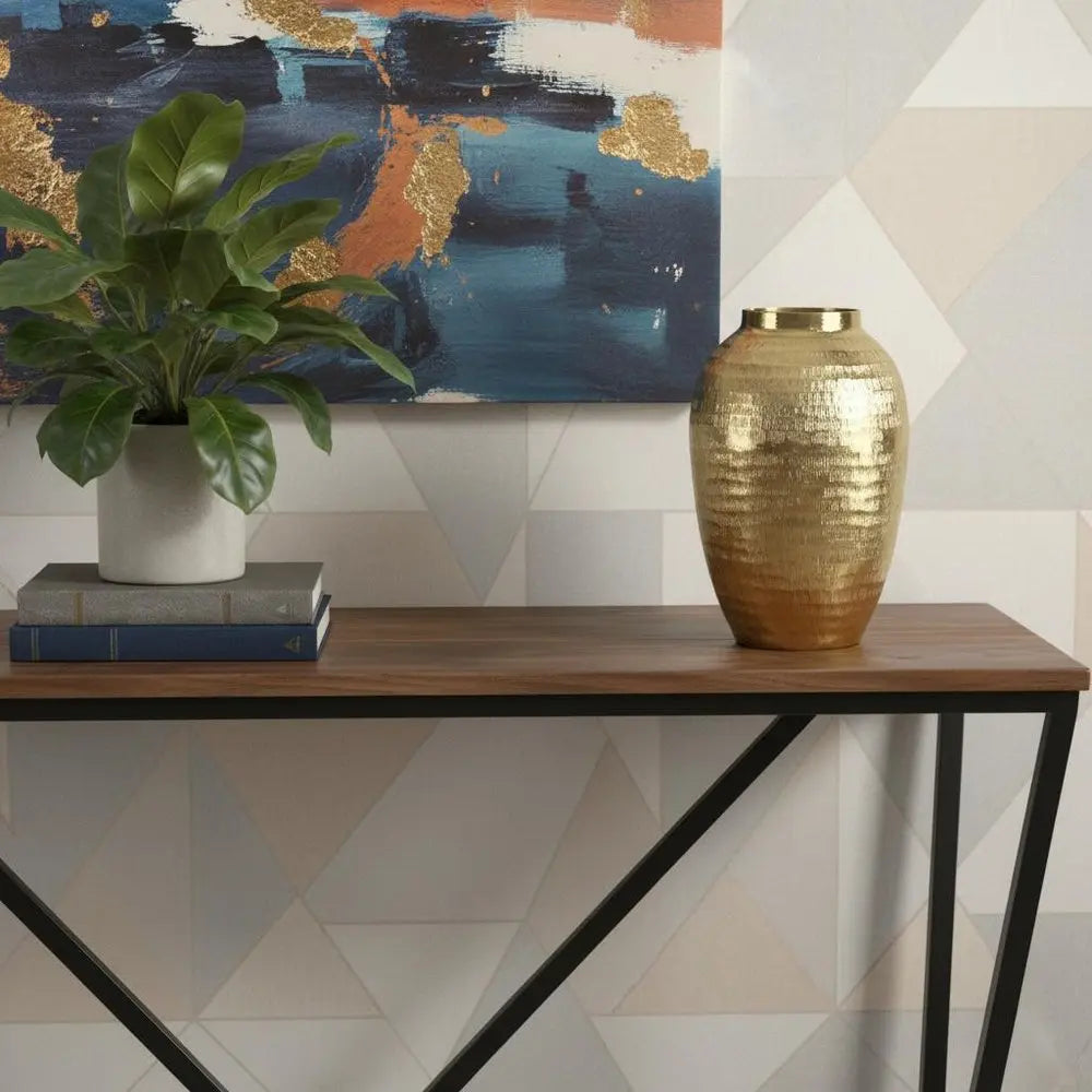 13" Gold Round Aluminum Table Vase - NOBLE HOME INTERIORS