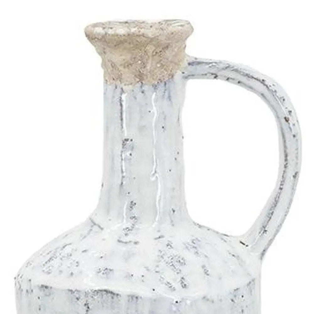 13" Ivory Terracotta Round Jug Vase - NOBLE HOME INTERIORS