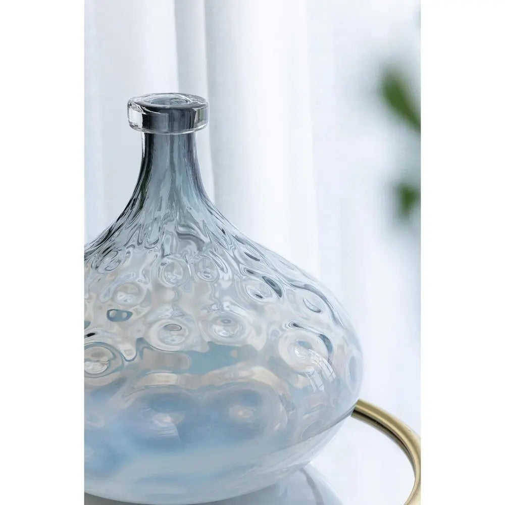 13" Light Blue Hammered Glass Table Vase - NOBLE HOME INTERIORS