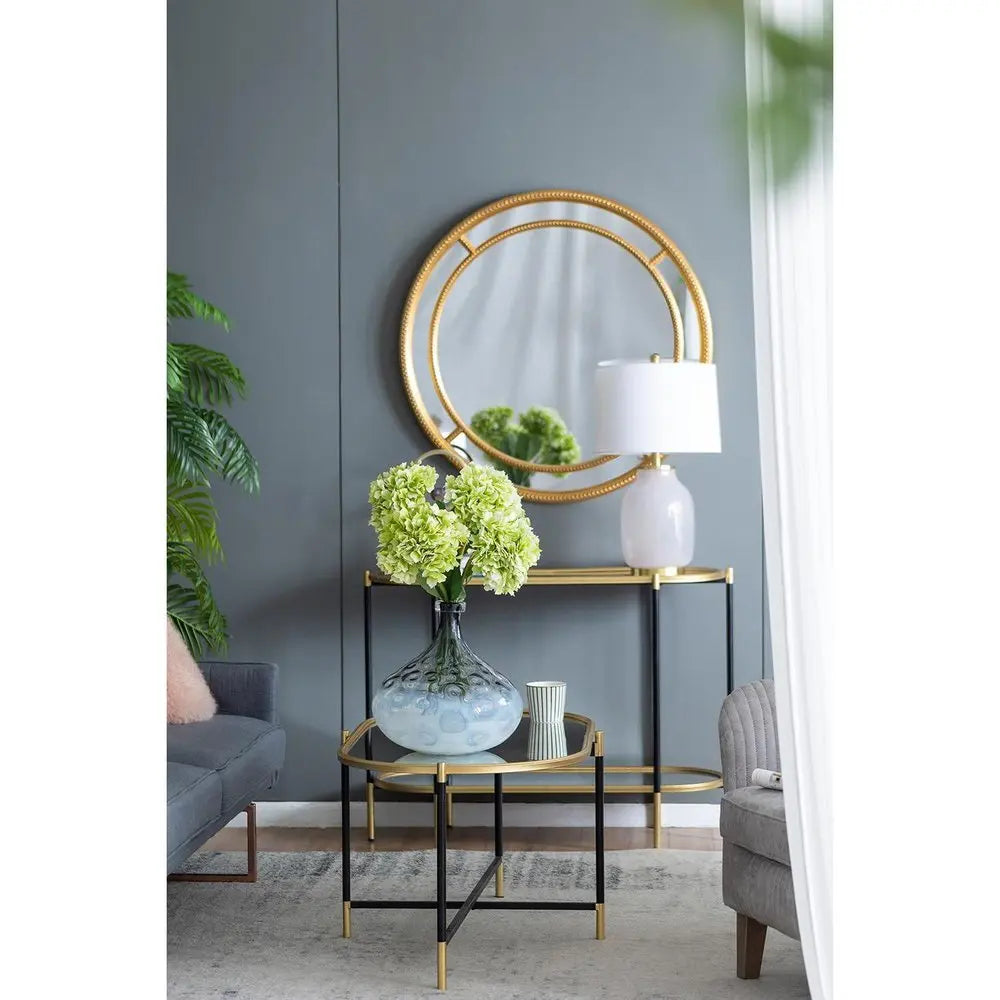 13" Light Blue Hammered Glass Table Vase - NOBLE HOME INTERIORS