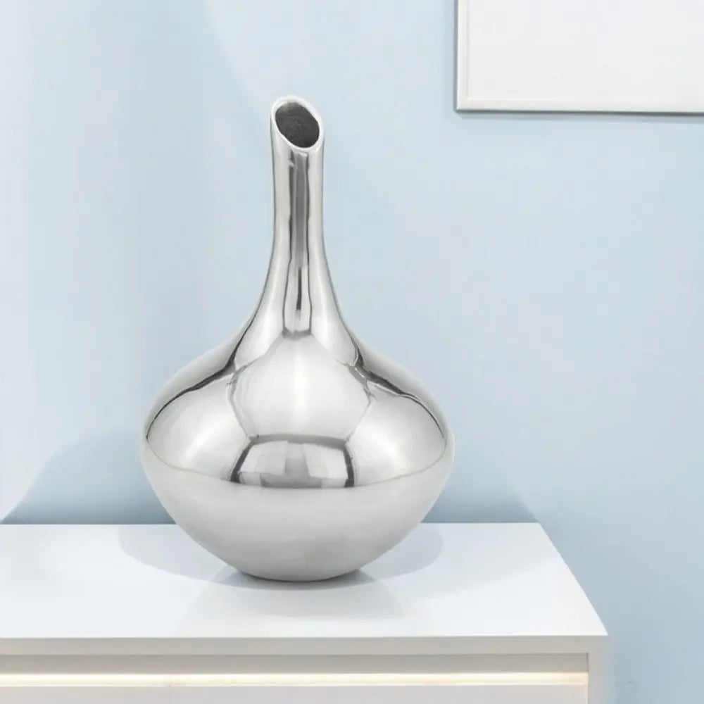 13" Silver Bud Aluminum Table Vase - NOBLE HOME INTERIORS