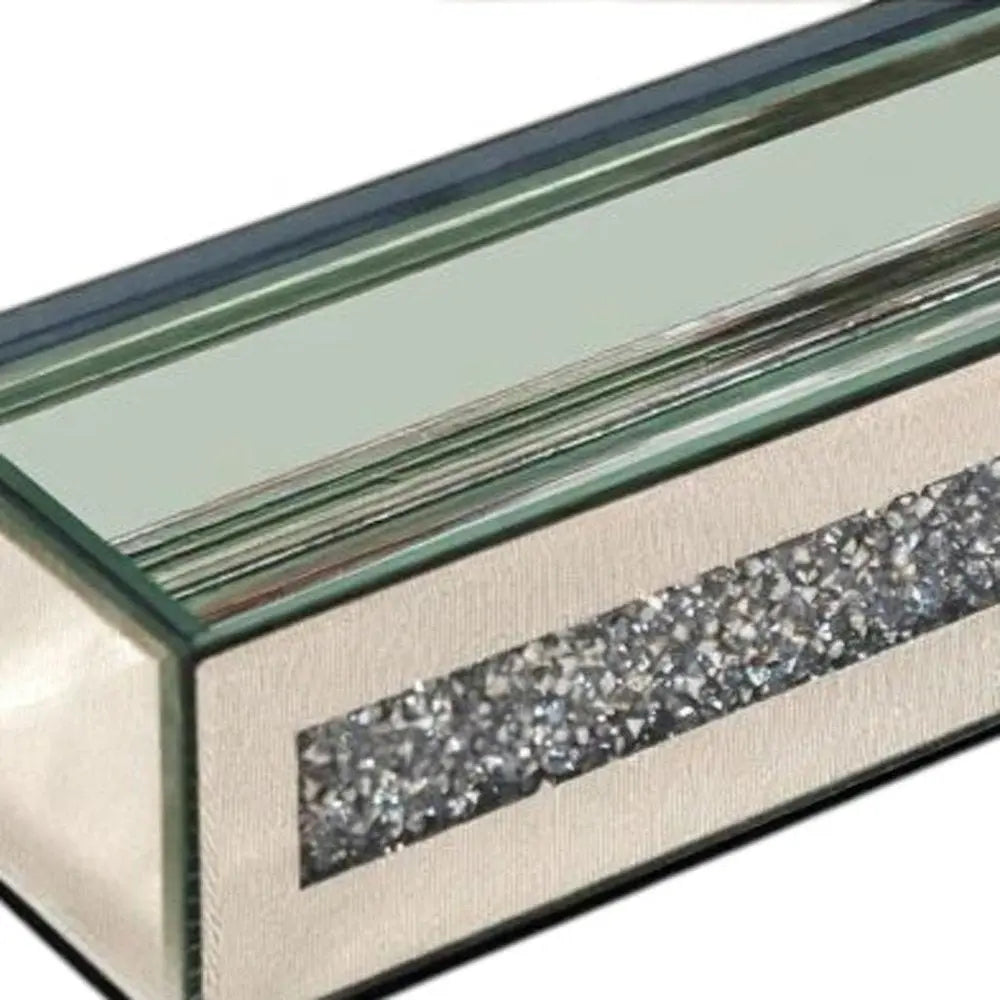 13" Silver Crystal And Mirrored Glass Table Vase With Crystals - NOBLE HOME INTERIORS