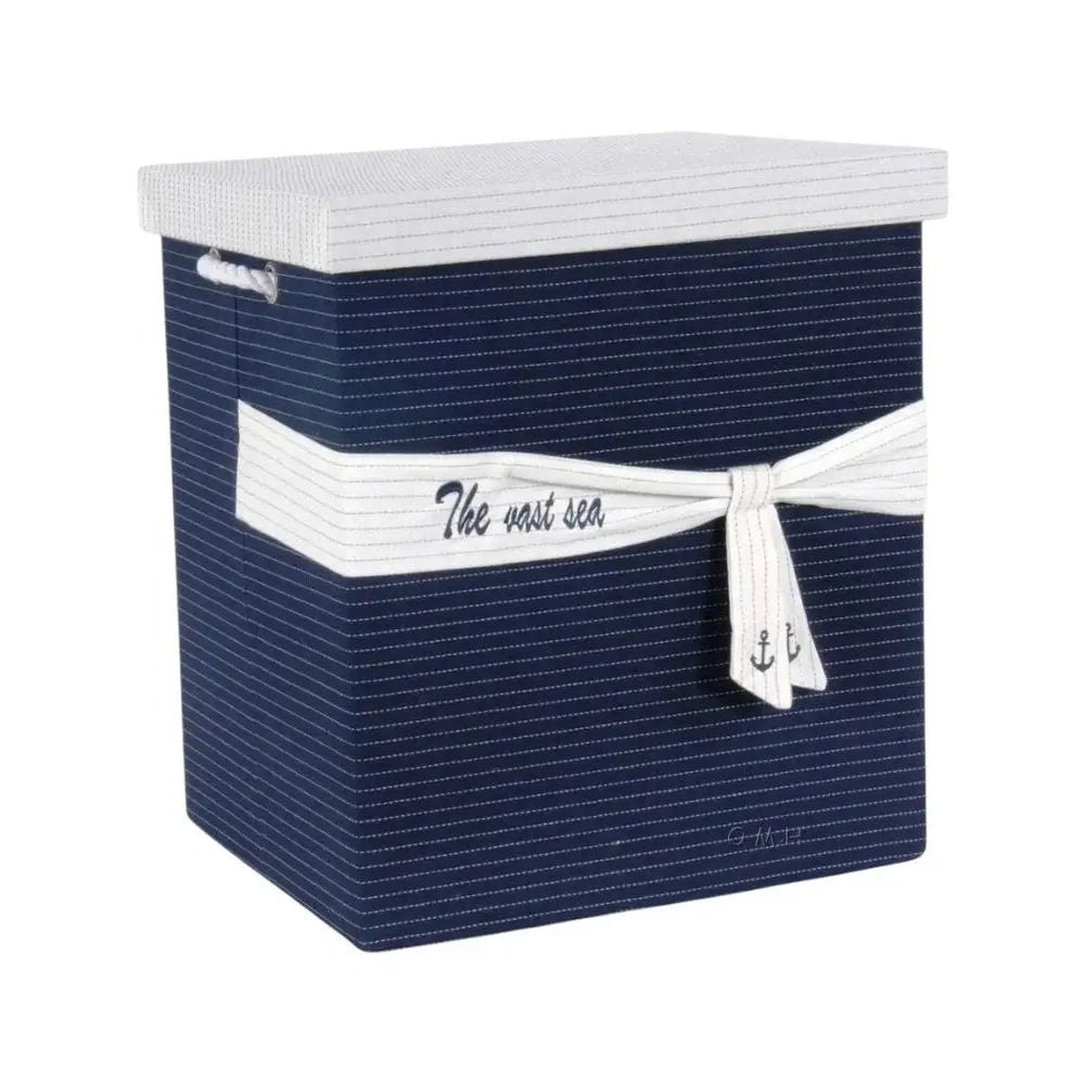 13.5" X 17" X 22.5" Blue Fabric Basket With Bow Decoration Set Of 5 - NOBLE HOME INTERIORS