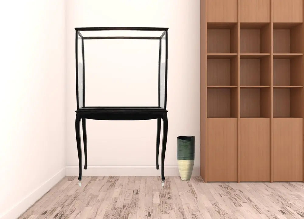 14" Black And Clear Glass Standard Display Stand - NOVA HOME FURNITURE