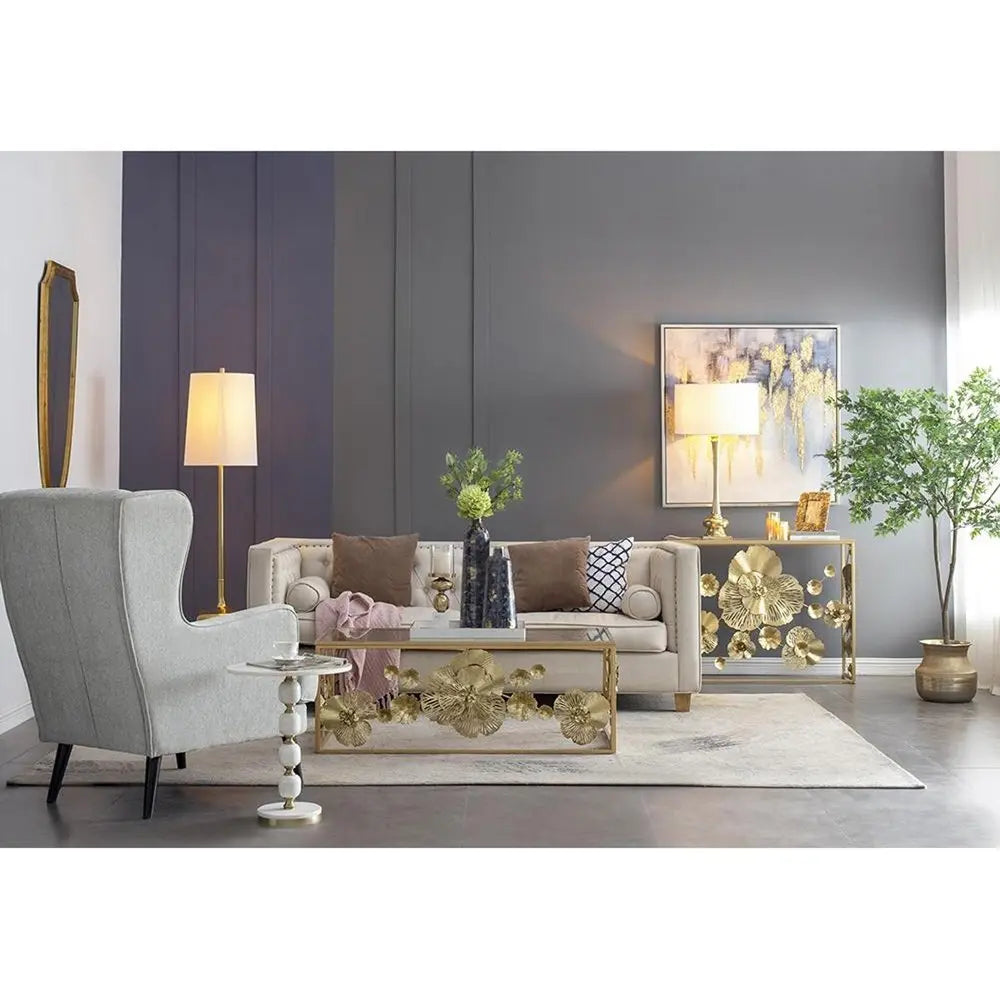 14" Blue And Gold Abstract Bud Glass Table Vase - NOBLE HOME INTERIORS