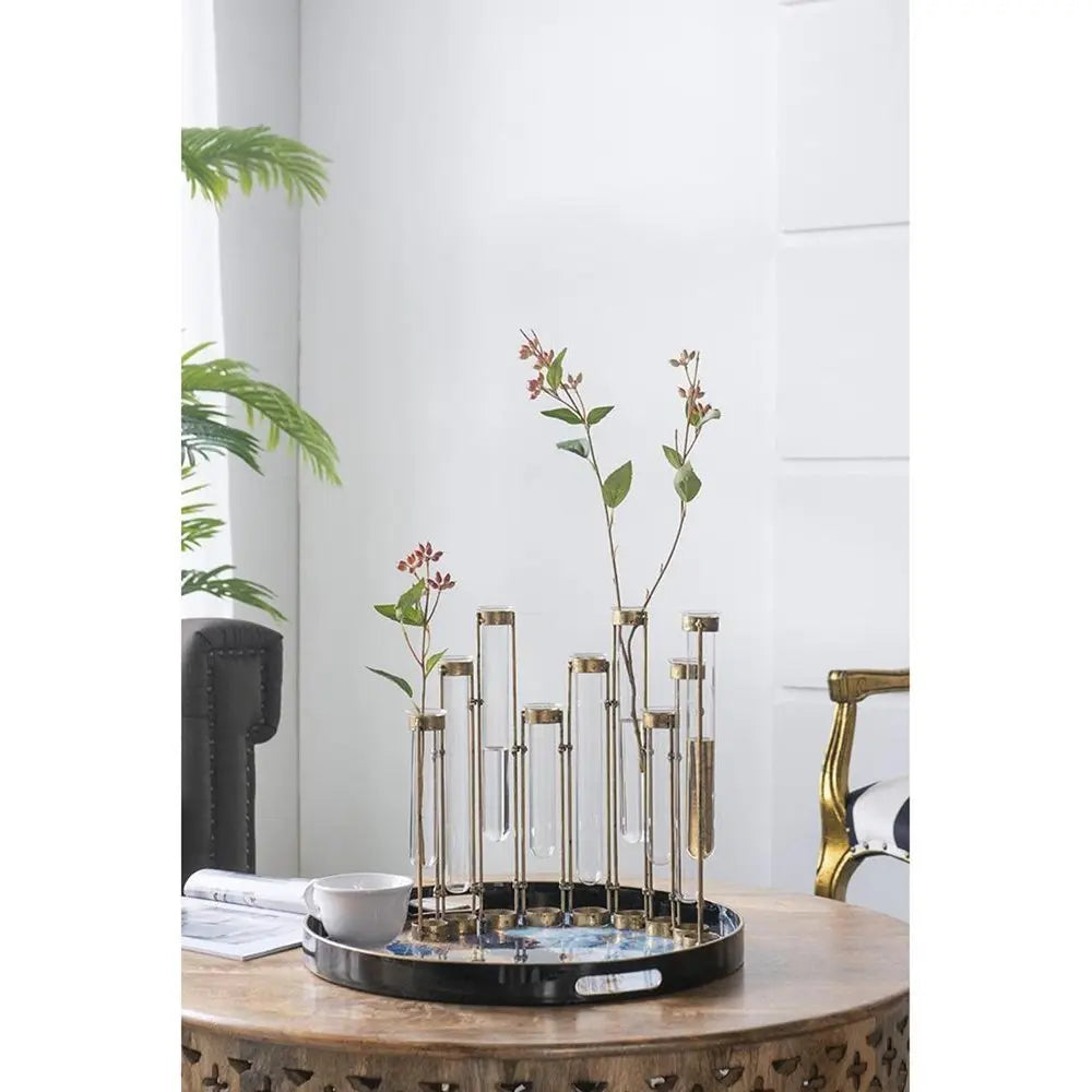 14" Bronze Tulip Enameled Cast Iron Table Vase - NOBLE HOME INTERIORS