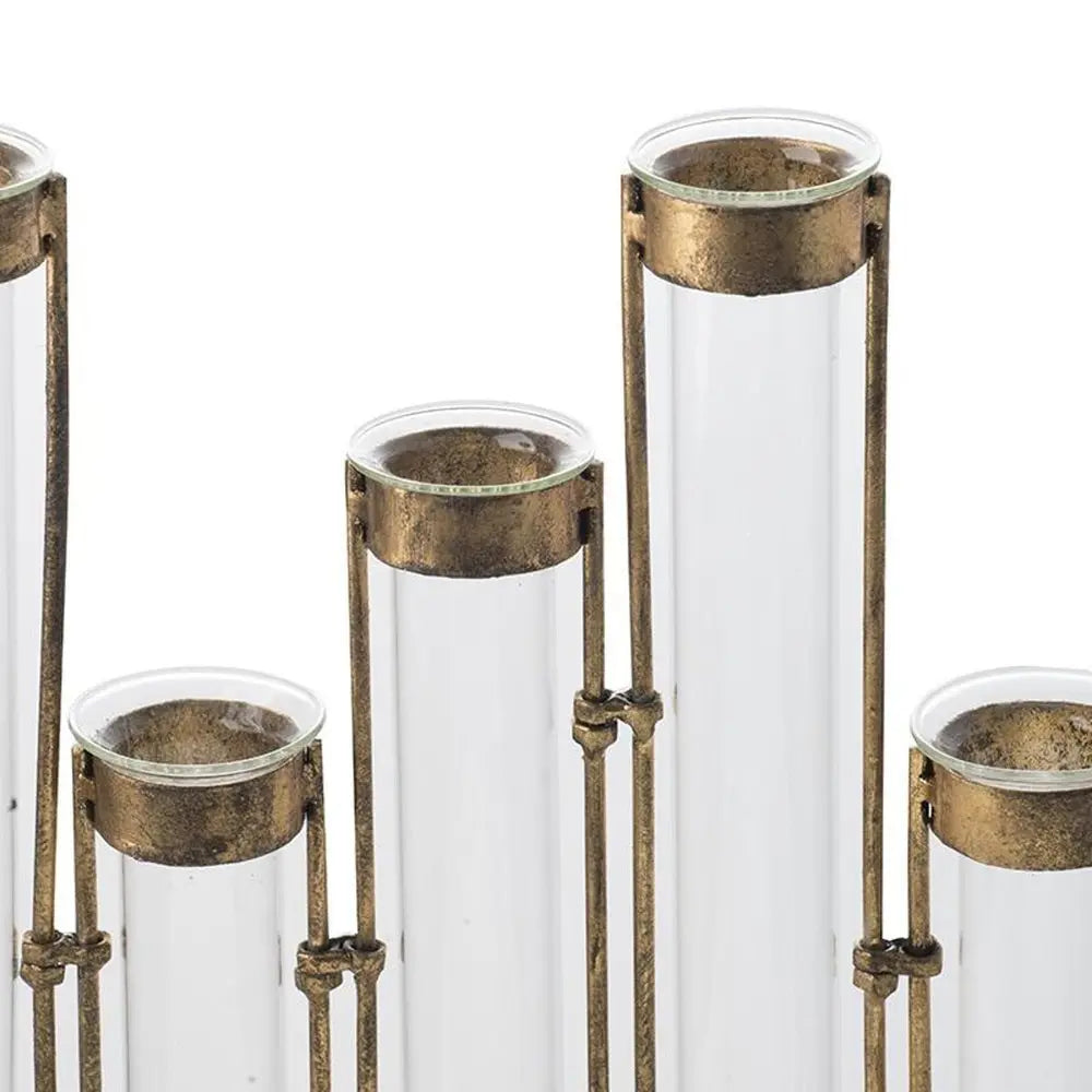 14" Bronze Tulip Enameled Cast Iron Table Vase - NOBLE HOME INTERIORS