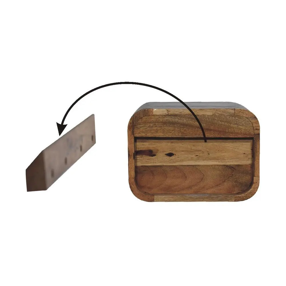 14" Brown Solid Wood One Drawer Floating Nightstand - NOBLE HOME INTERIORS