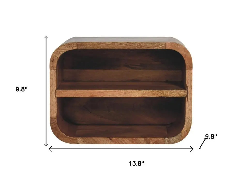 14" Brown Solid Wood One Drawer Floating Nightstand - NOBLE HOME INTERIORS