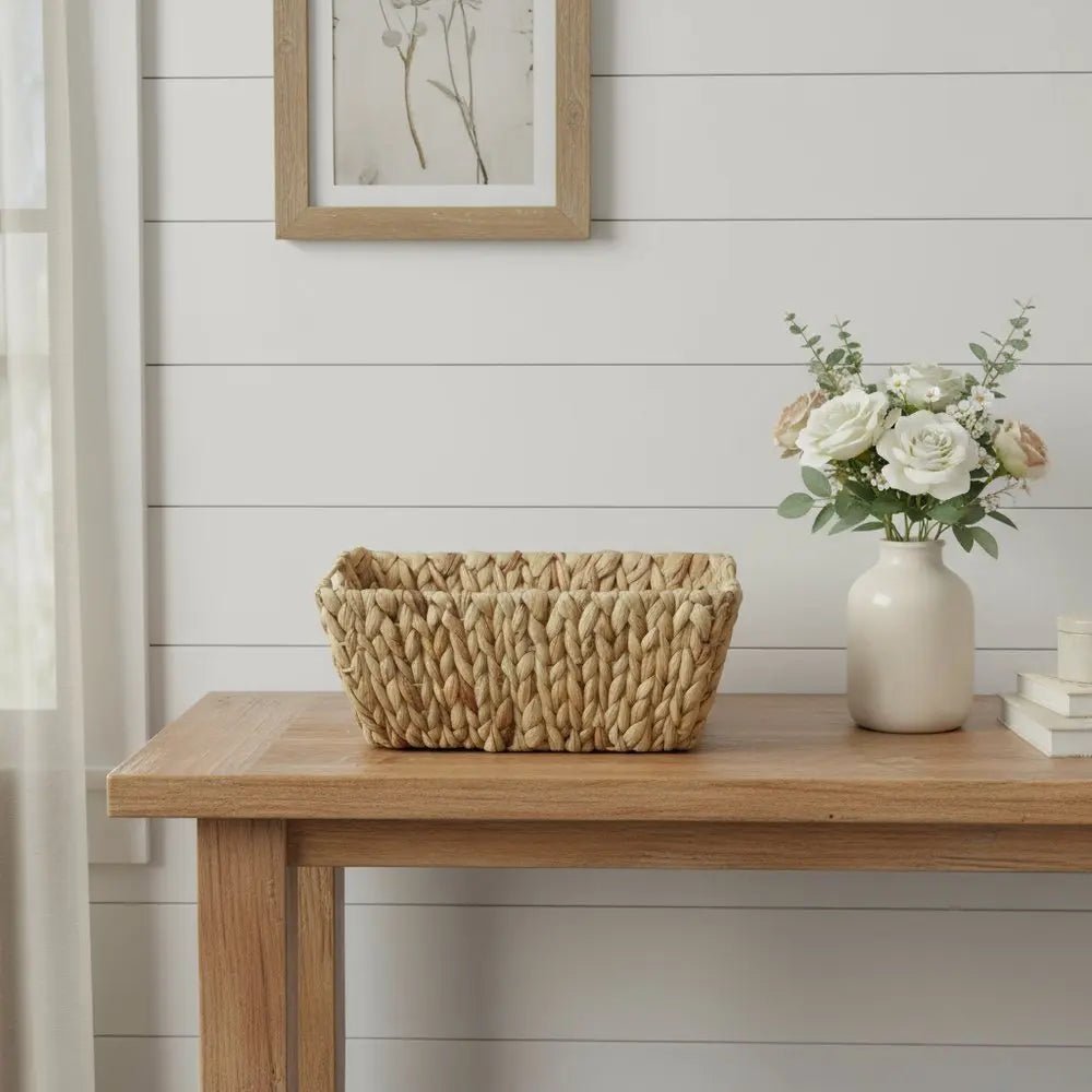 14" Brown Water Hyacinth Basket - NOBLE HOME INTERIORS