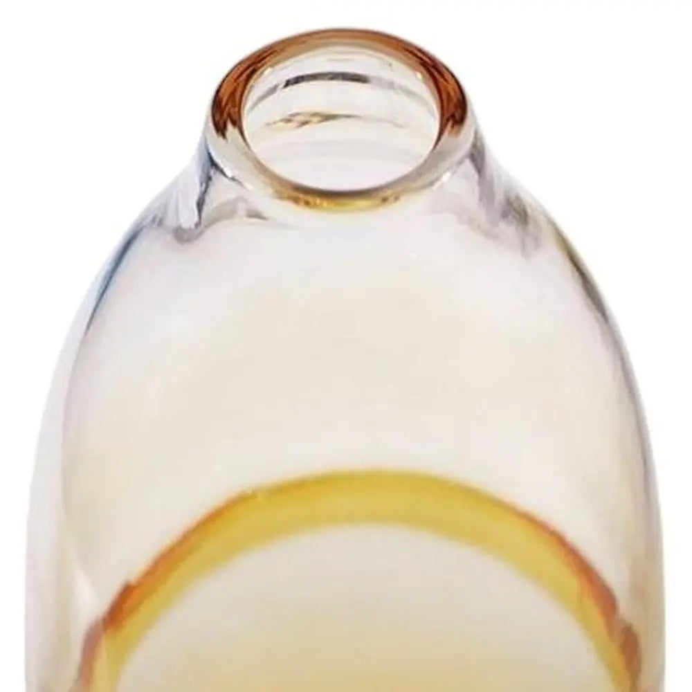 14" Clear And Amber Ombre Glass Round Table Vase - NOBLE HOME INTERIORS