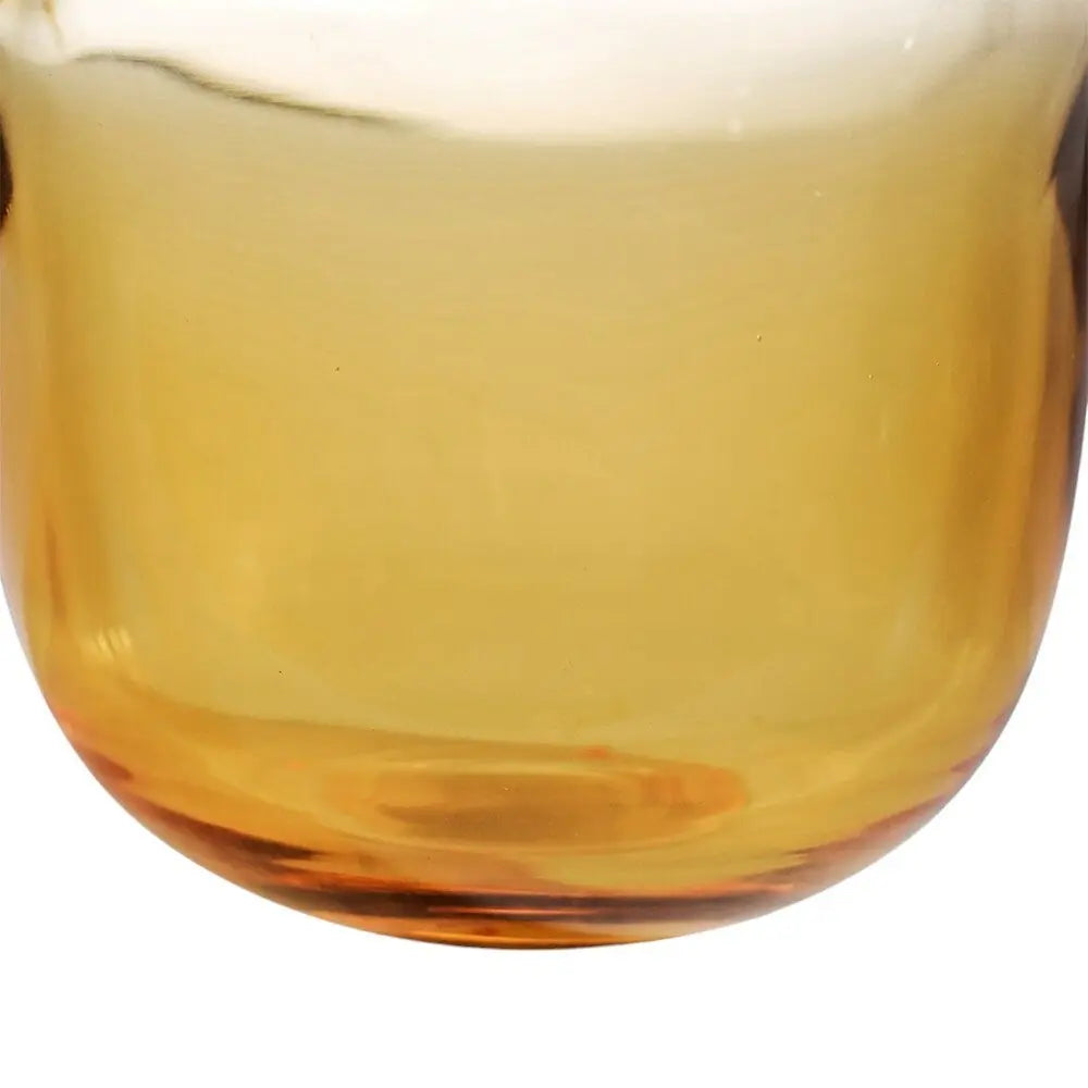 14" Clear And Amber Ombre Glass Round Table Vase - NOBLE HOME INTERIORS