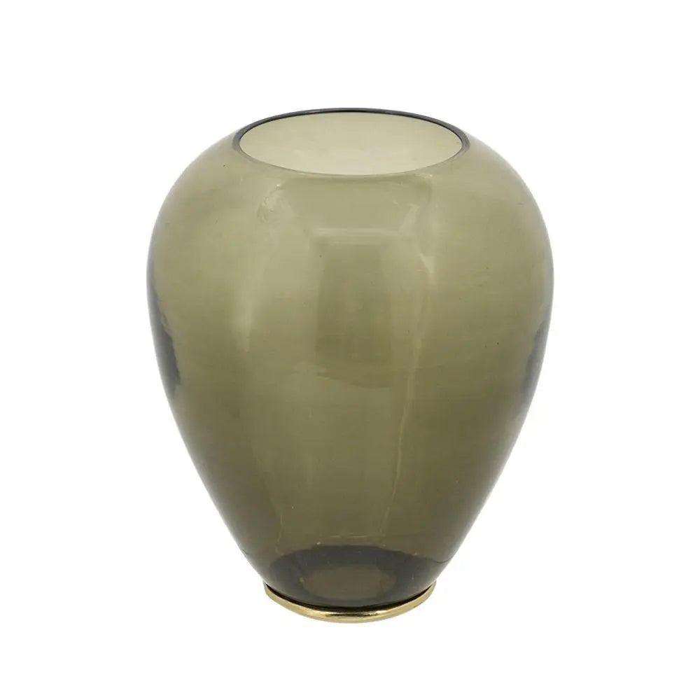 14" Dark Green And Gold Glass And Metal Round Ginger Jar - NOBLE HOME INTERIORS