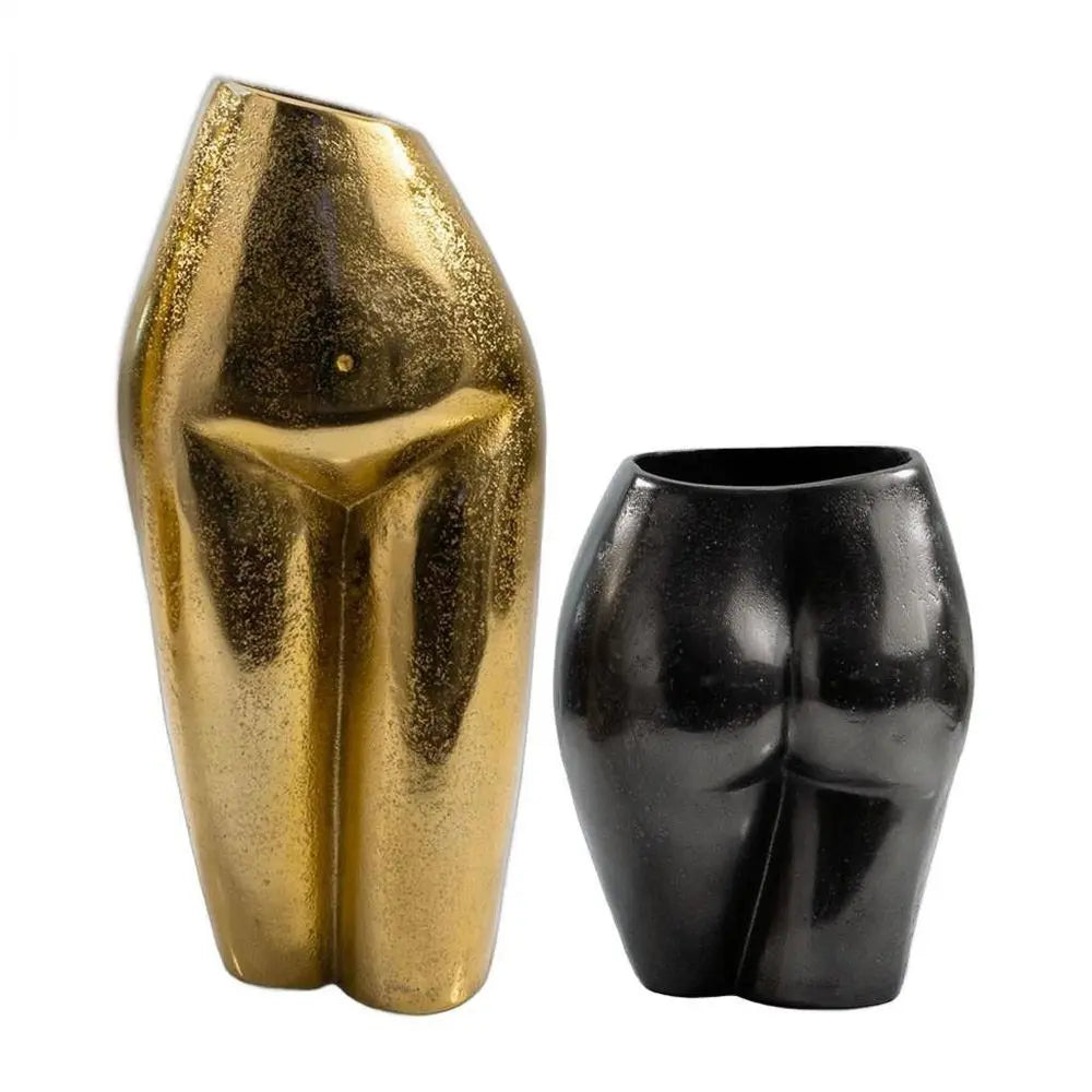 14" Gold Cast Aluminum Female Form Table Vase - NOBLE HOME INTERIORS