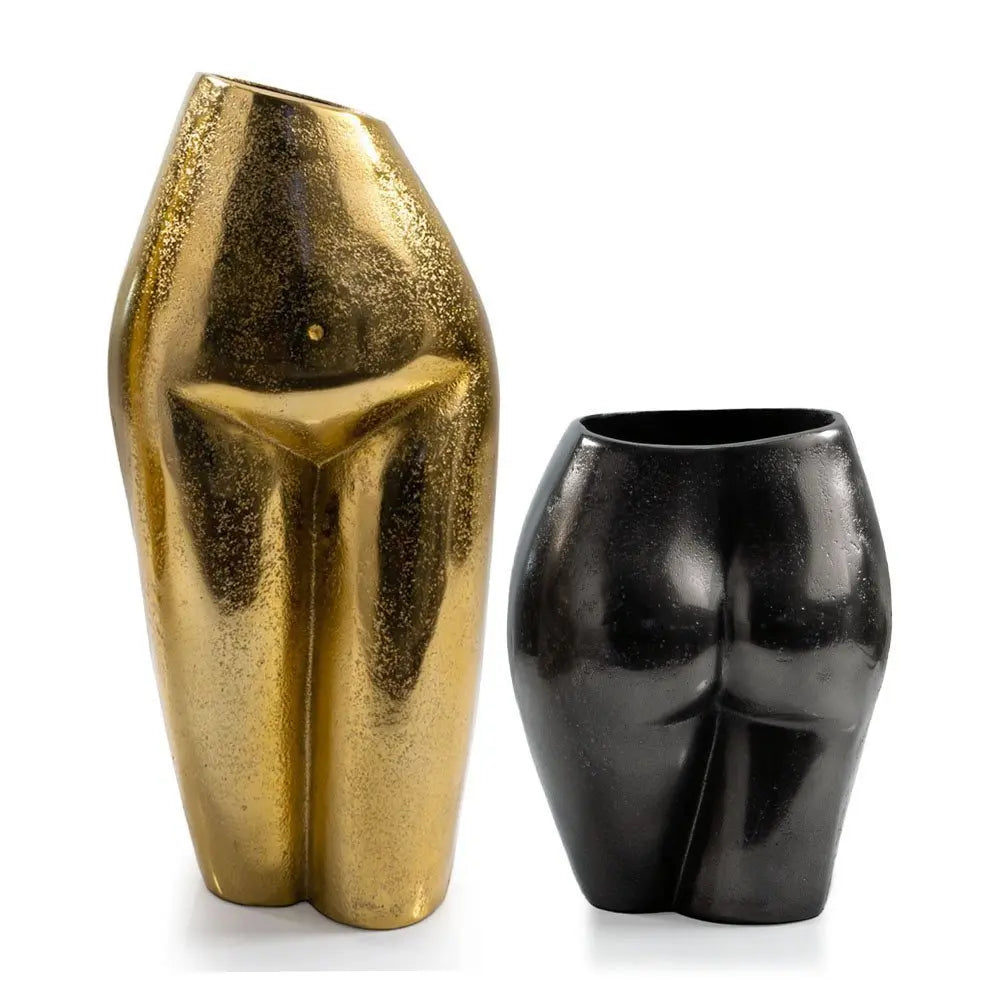 14" Gold Cast Aluminum Female Form Table Vase - NOBLE HOME INTERIORS