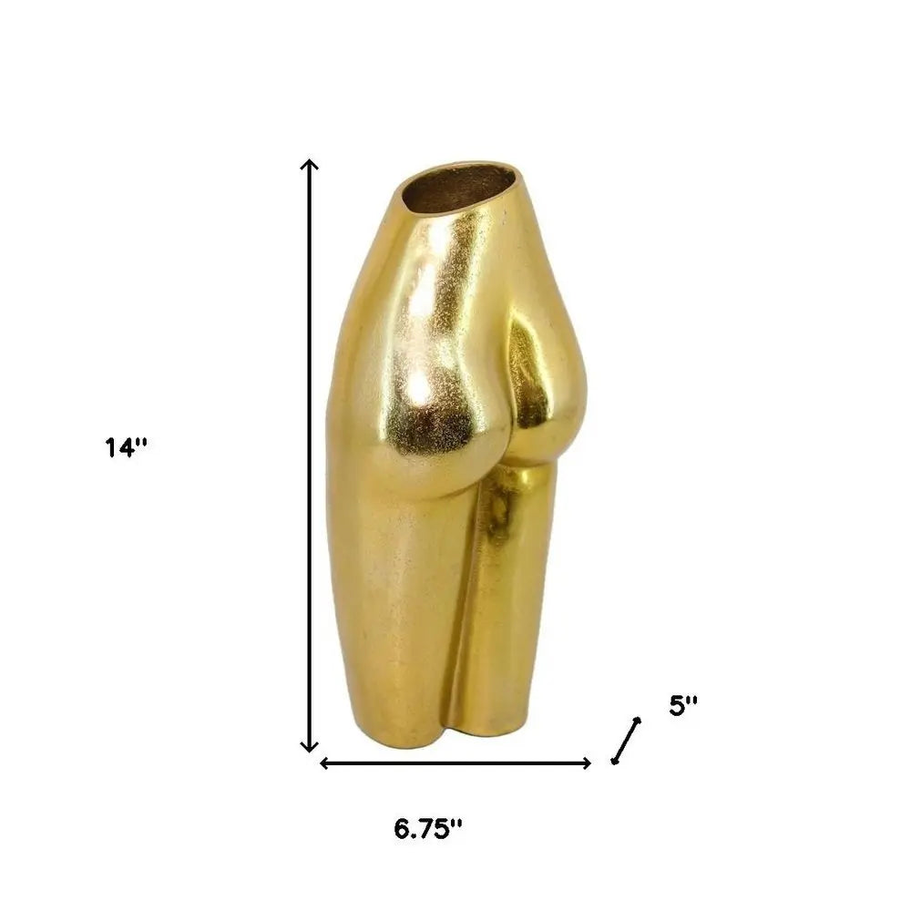 14" Gold Cast Aluminum Female Form Table Vase - NOBLE HOME INTERIORS