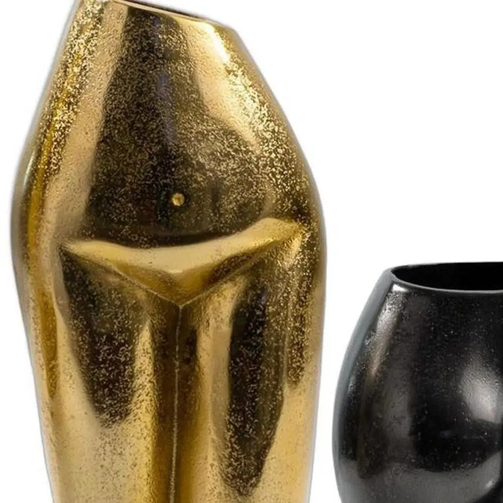 14" Gold Cast Aluminum Female Form Table Vase - NOBLE HOME INTERIORS