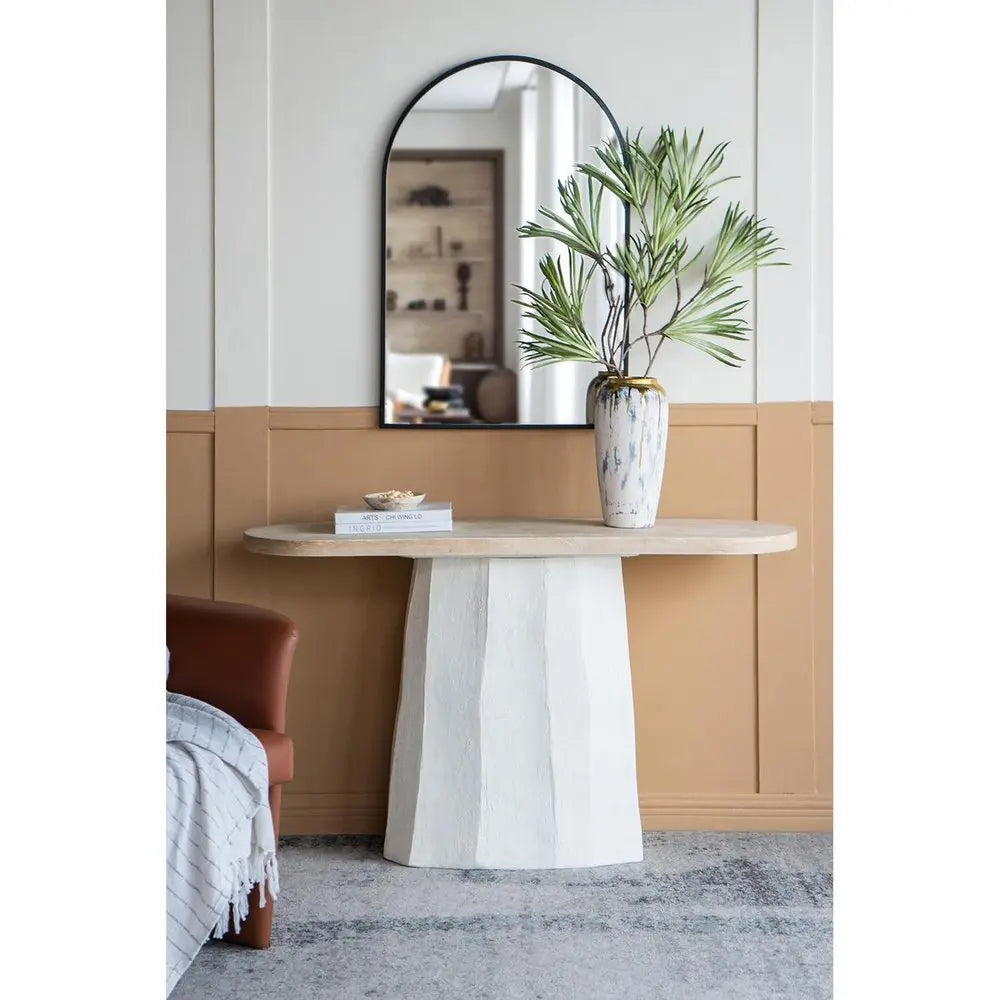 14" Gray Ivory And Gold Modern Abstract Ceramic Table Vase - NOBLE HOME INTERIORS