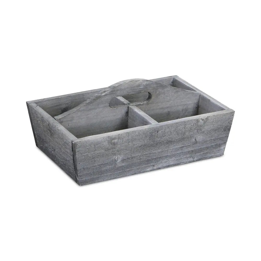 14" Gray Solid Wood Box - NOBLE HOME INTERIORS