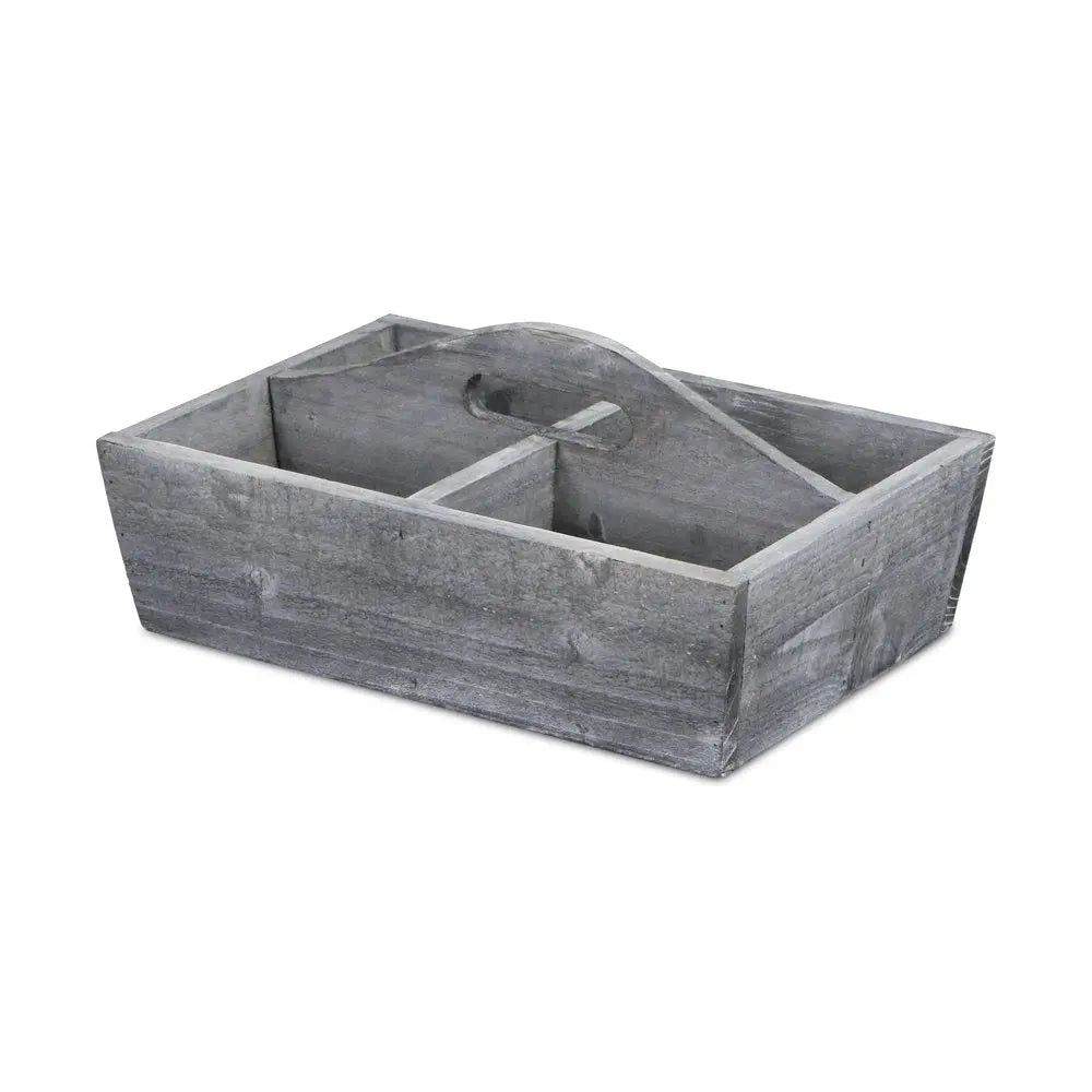 14" Gray Solid Wood Box - NOBLE HOME INTERIORS