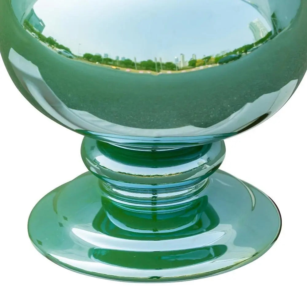 14" Hunter Green Round Ceramic Table Vase - NOBLE HOME INTERIORS