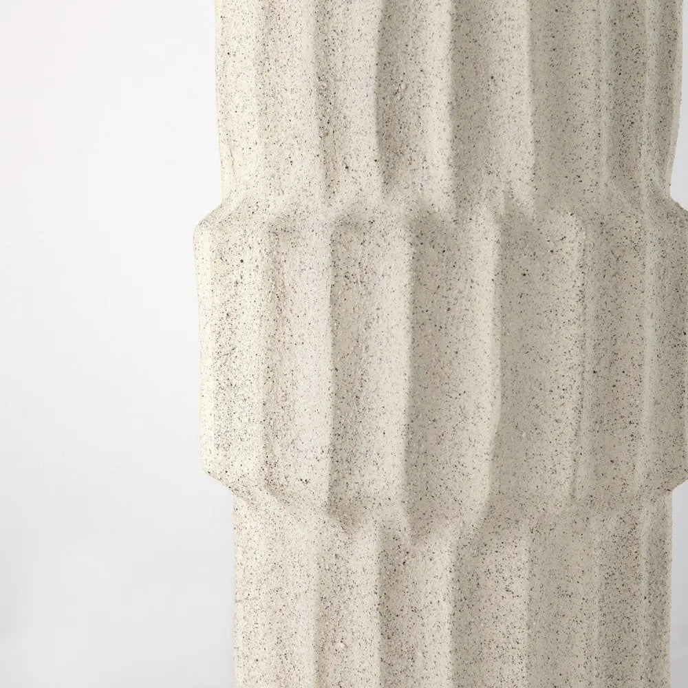 14" Sand Organic Textured Ceramic Cylinder Table Vase - NOBLE HOME INTERIORS