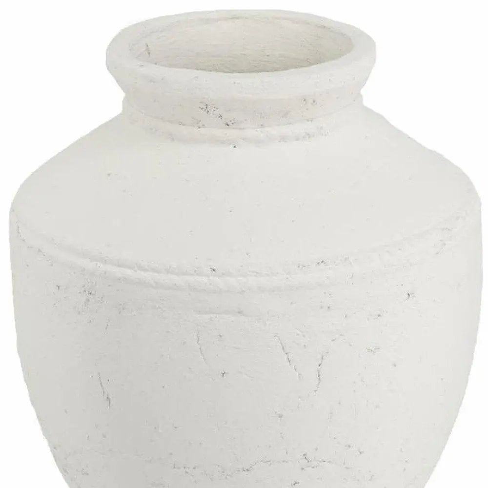 14" White Terracotta Round Jug Vase - NOBLE HOME INTERIORS