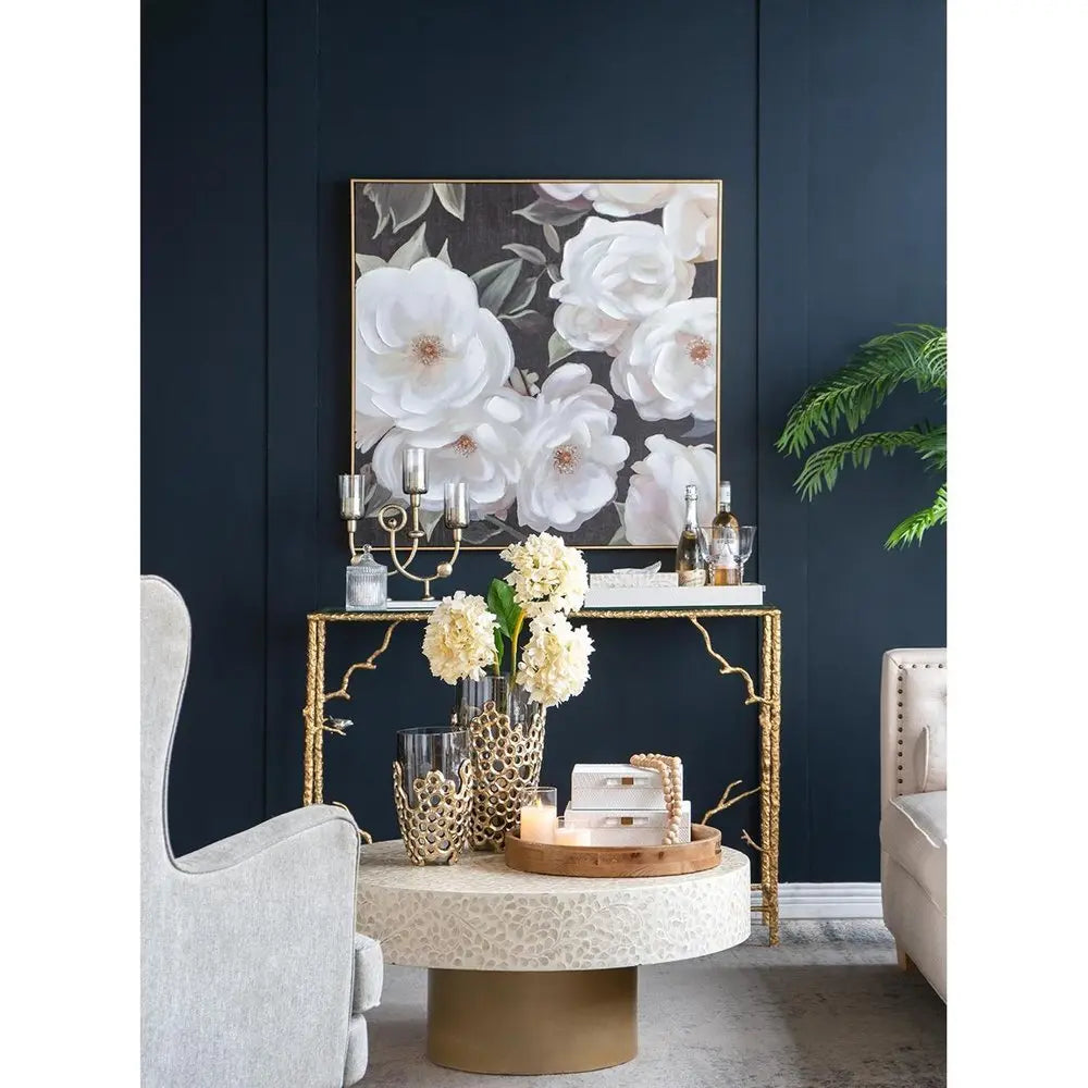 15" Black And Gold Aluminum And Glass Cylinder Table Vase - NOBLE HOME INTERIORS