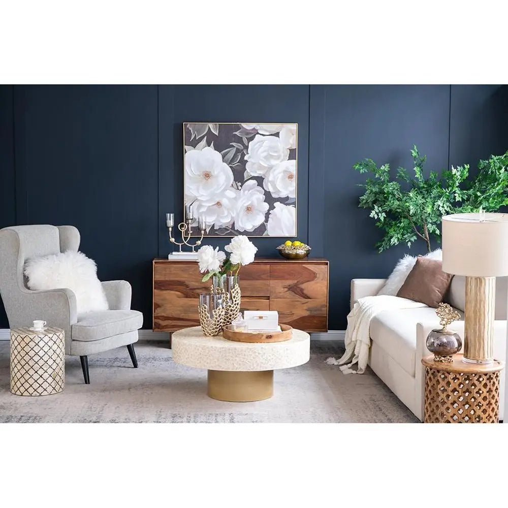 15" Black And Gold Aluminum And Glass Cylinder Table Vase - NOBLE HOME INTERIORS