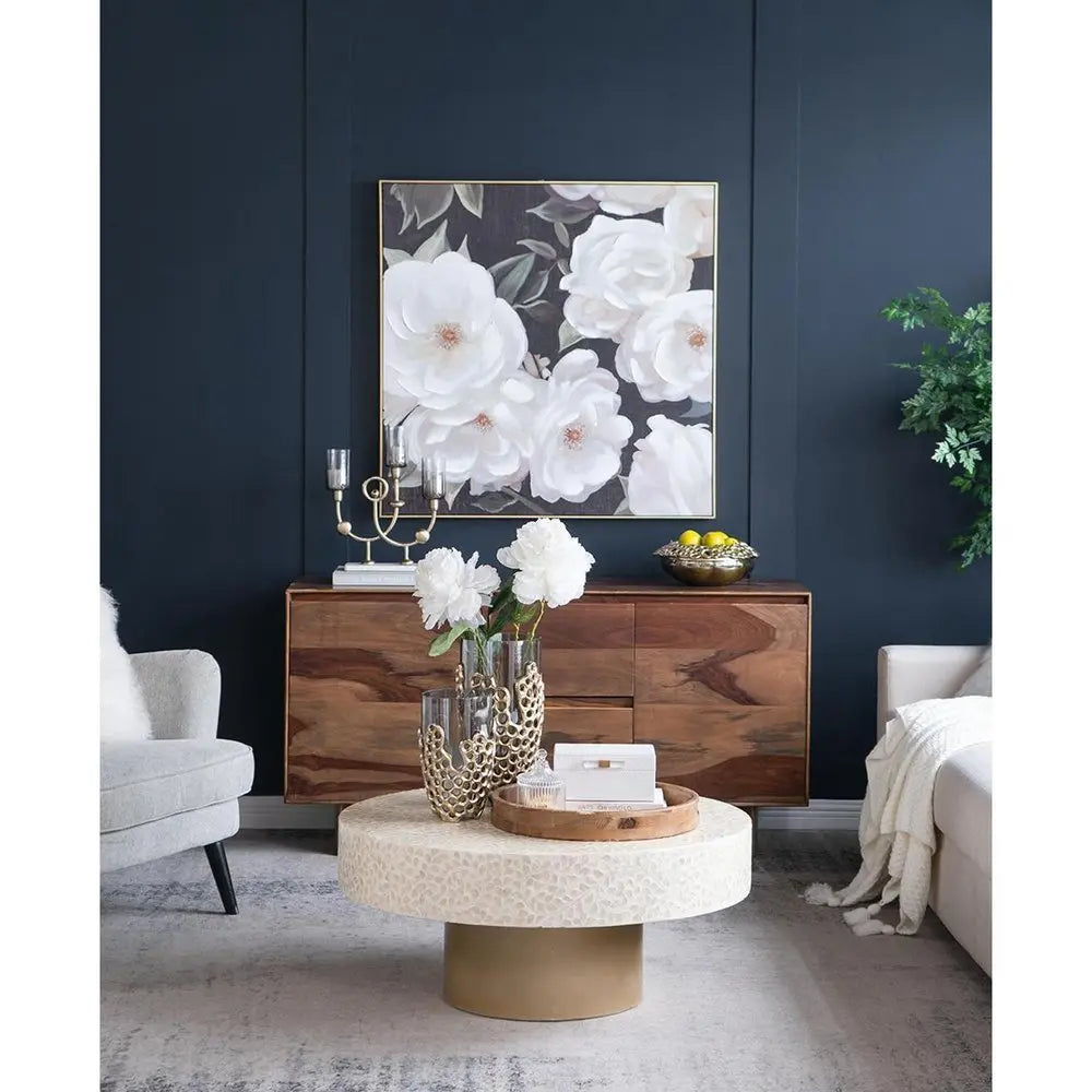 15" Black And Gold Aluminum And Glass Cylinder Table Vase - NOBLE HOME INTERIORS