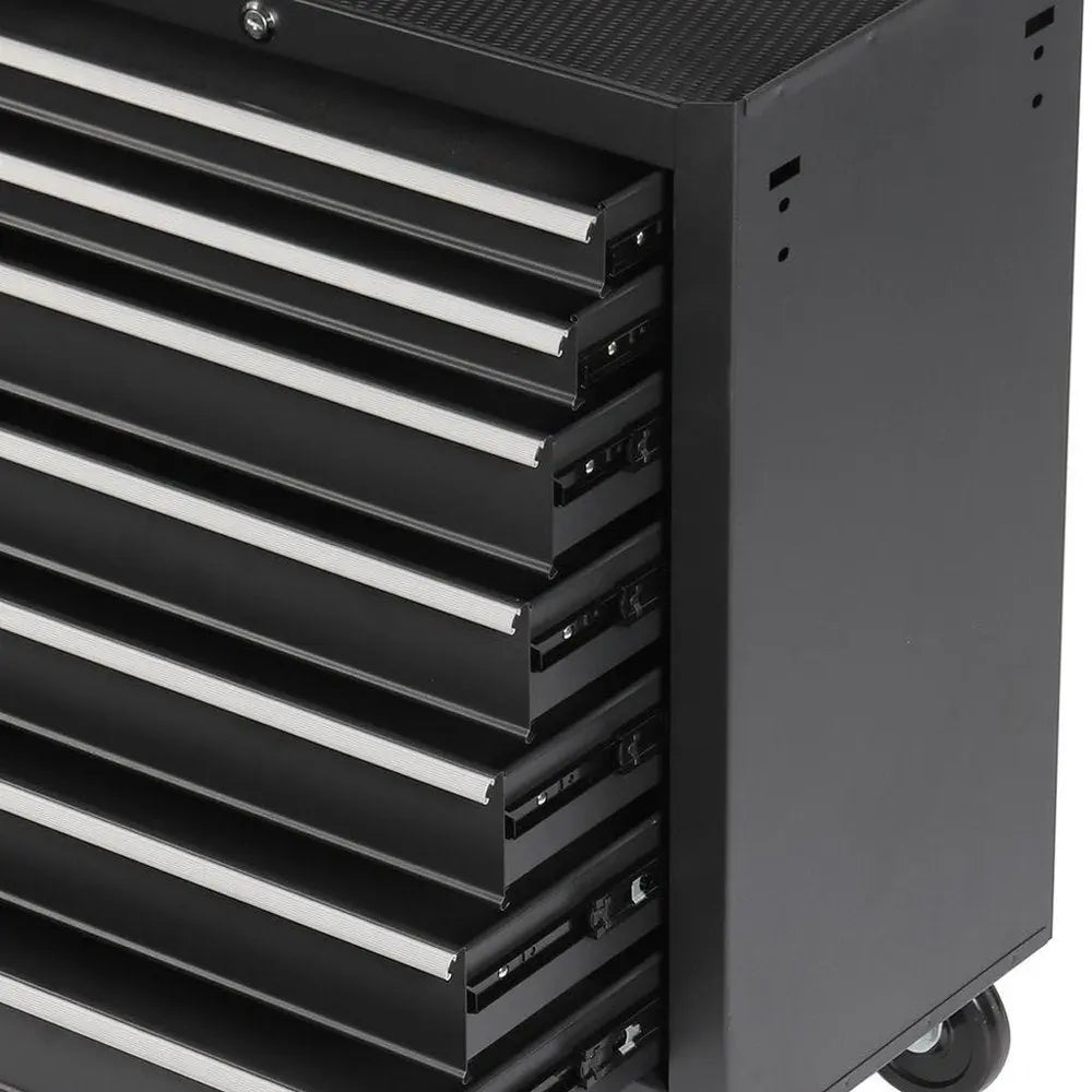 15" Black Multi - Tier Steel Rolling Cabinet With Lid - NOBLE HOME INTERIORS
