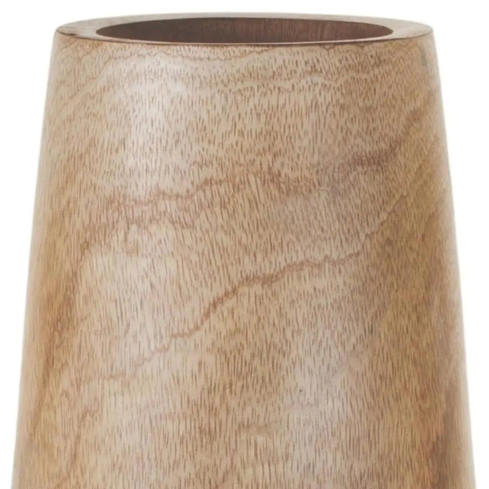 15" Brown Round Wood Floor Vase - NOBLE HOME INTERIORS