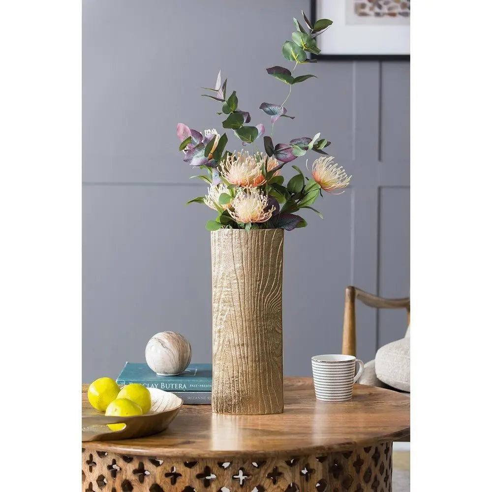 15" Gold Oval Aluminum Table Vase - NOBLE HOME INTERIORS