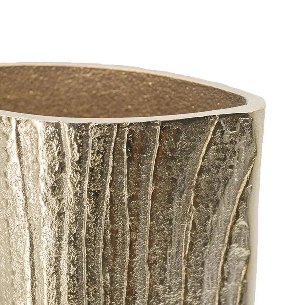 15" Gold Oval Aluminum Table Vase - NOBLE HOME INTERIORS