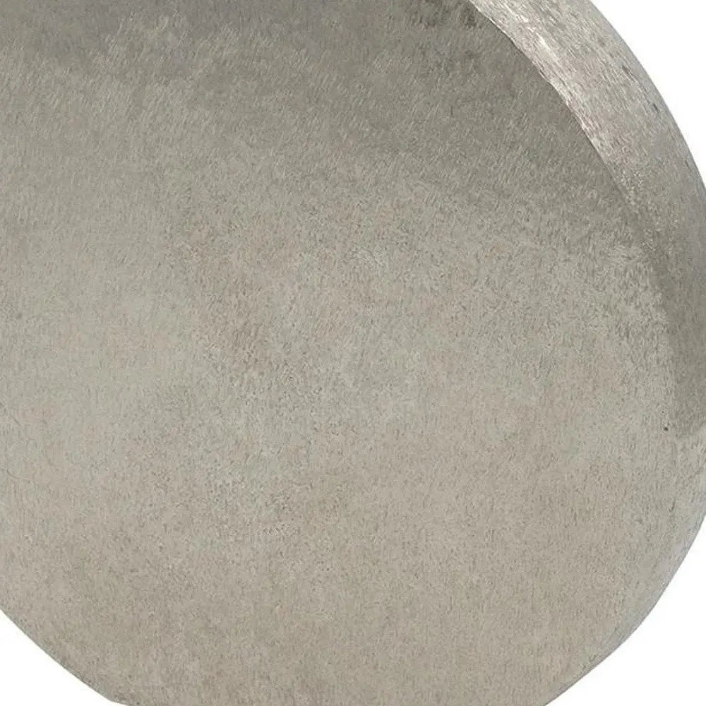 15" Silver Aluminum Round Disc Table Vase - NOBLE HOME INTERIORS