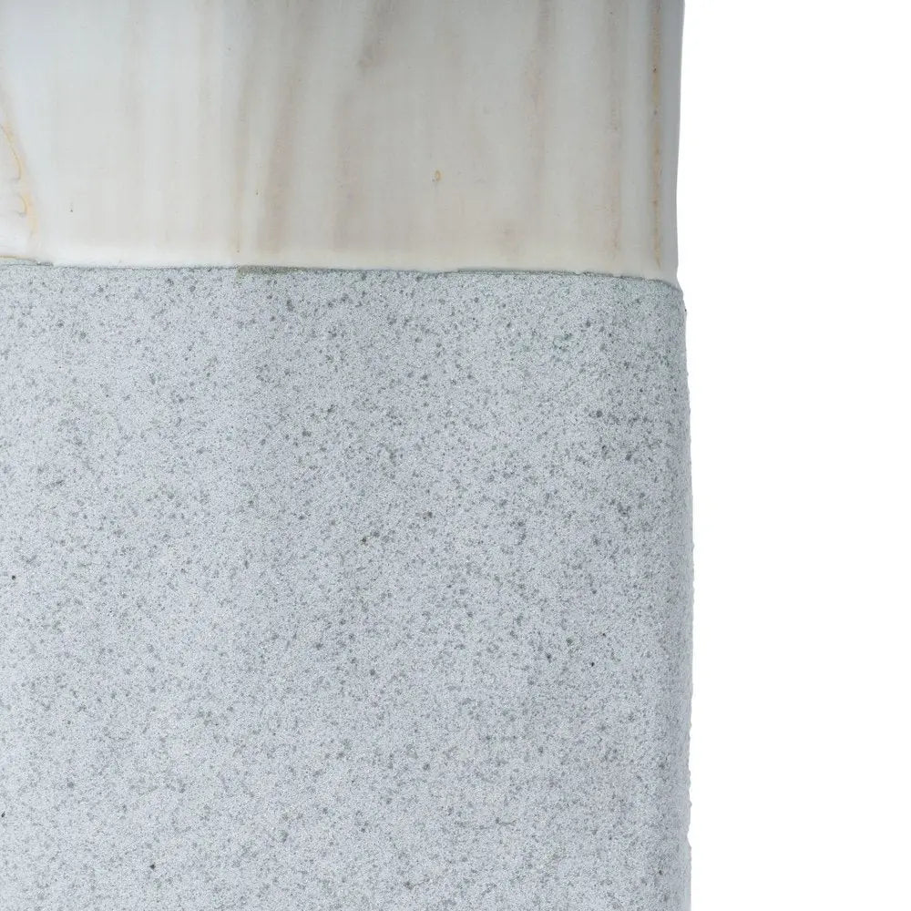 16" Brown Light Blue And Off White Color Block Square Ceramic Table Vase - NOBLE HOME INTERIORS