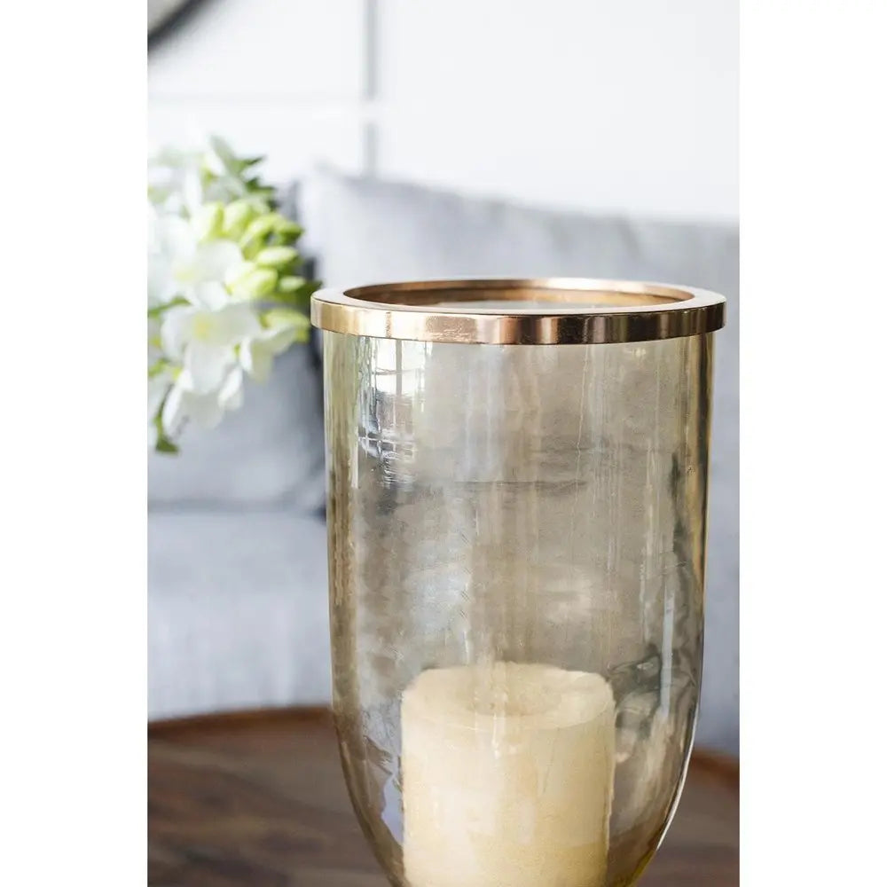 16" Gold And White Glass And Marble Table Vase - NOBLE HOME INTERIORS