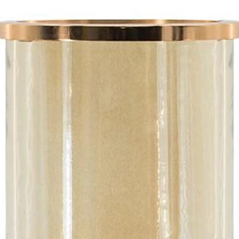 16" Gold And White Glass And Marble Table Vase - NOBLE HOME INTERIORS