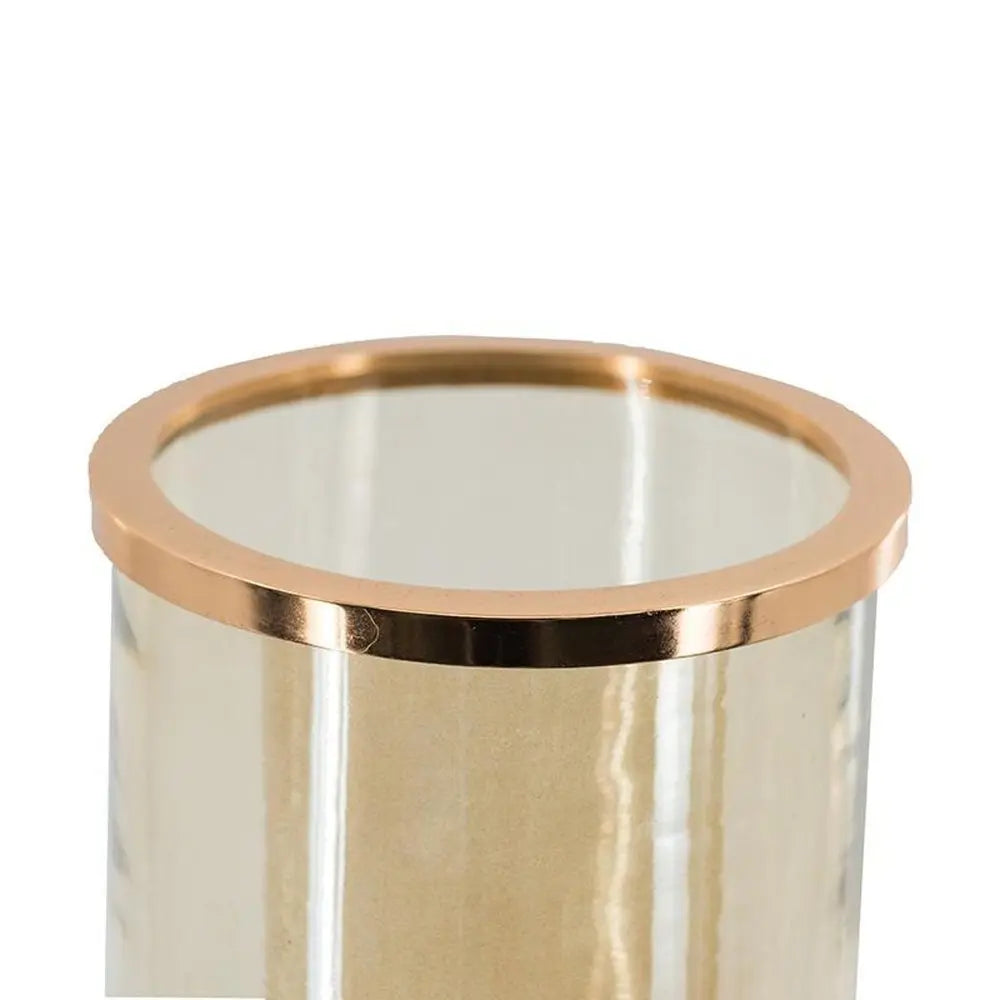 16" Gold And White Glass And Marble Table Vase - NOBLE HOME INTERIORS