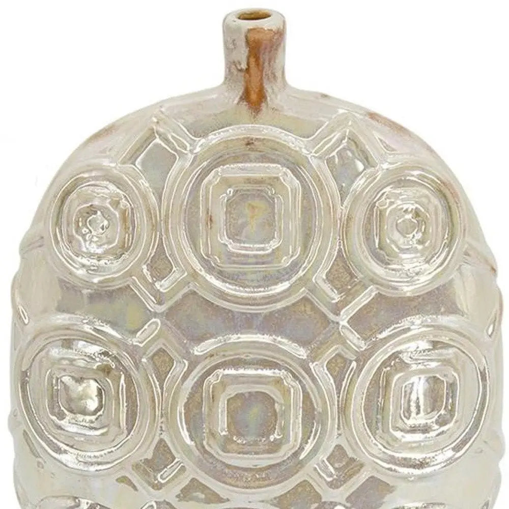 16" Ivory Geometric Bud Ceramic Table Vase - NOBLE HOME INTERIORS